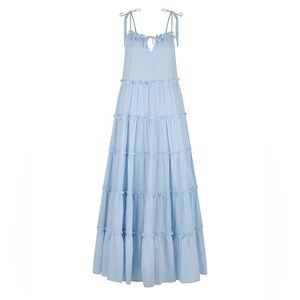 Charlie Holiday light blue cotton tiered casual summer maxi dress
